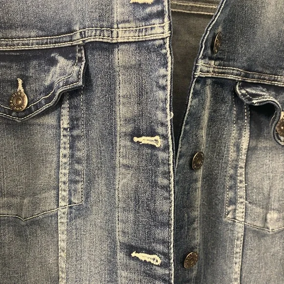 Men's Blue Denim Jacket Long XL Jeaniologie Streetwear Hip Hop - Picture 2 of 8